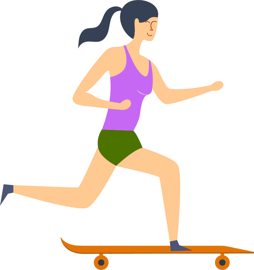 Woman Skateboarding Fitness Illustration