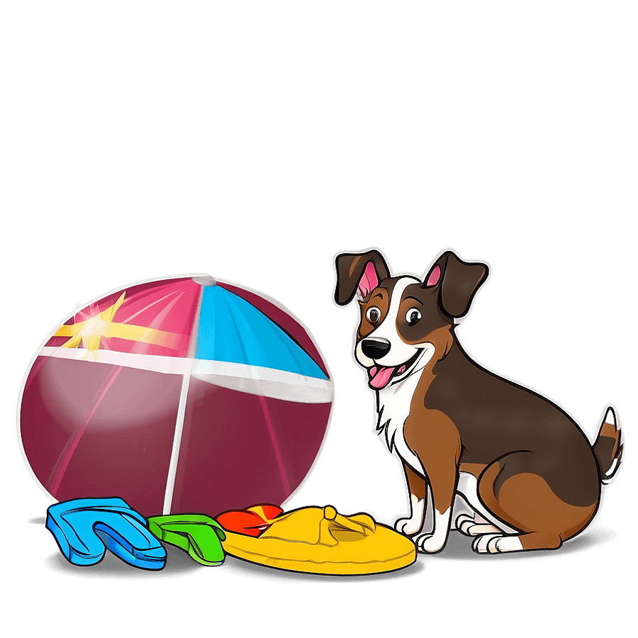 Cartoon Dog at Beach PNG ryl