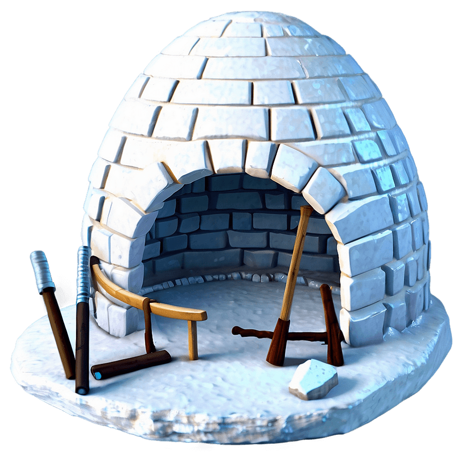Igloo with Eskimo Tools PNG 89