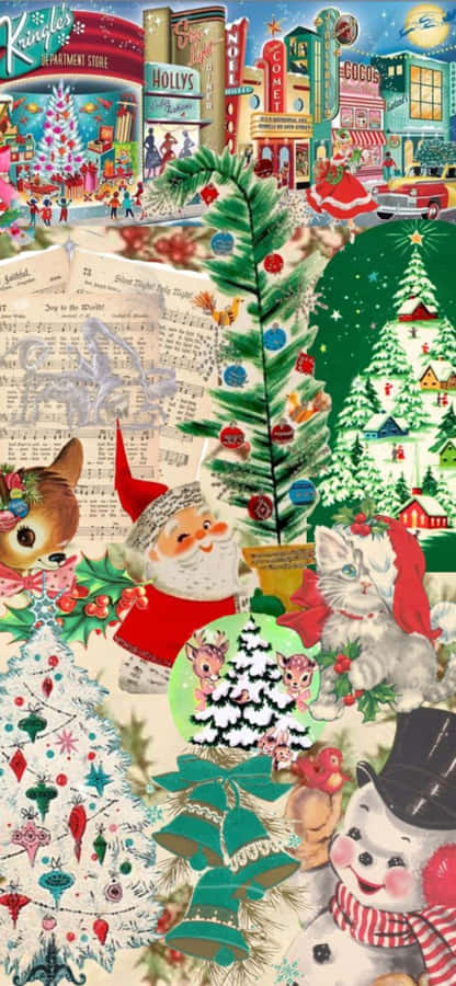 Colagem de Natal Vintage dos Anos 50