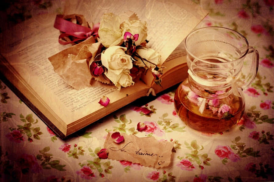 Romance Vintage com Livro e Chá