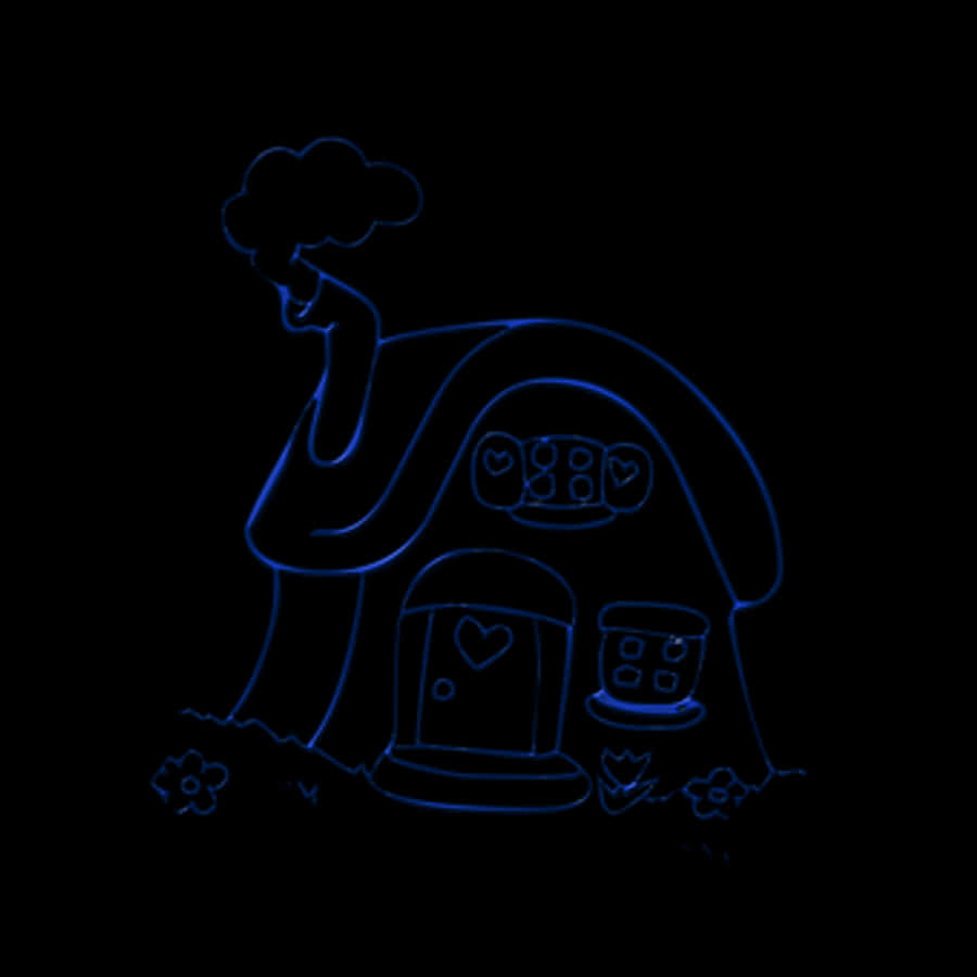 Neon Outline Cottage Illustration