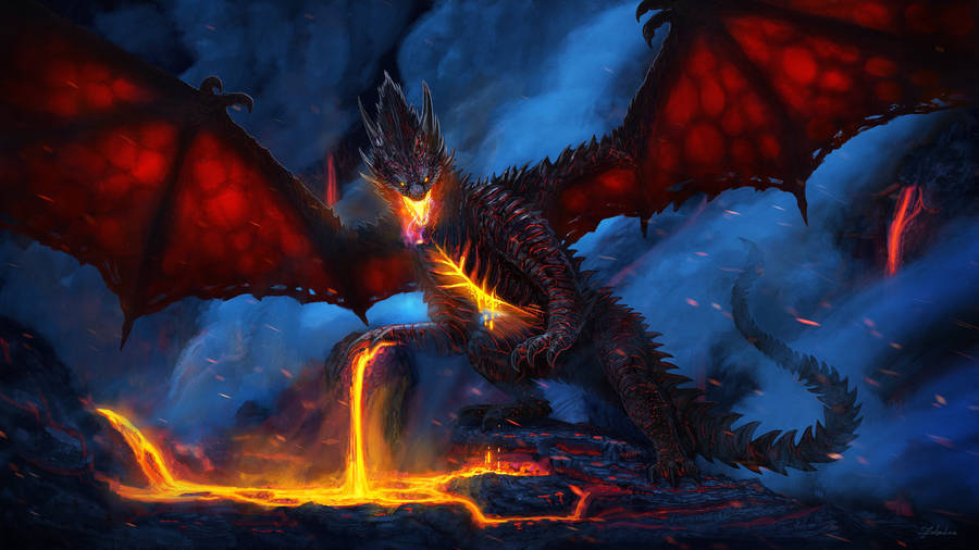 Download Lava Dragon Big Red Wings Wallpaper | Wallpapers.com