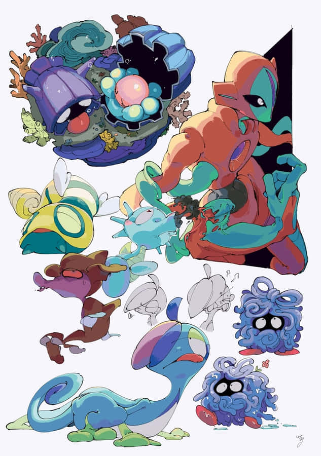 Tangela Starter Pokemons Team Skrivebordsbaggrund