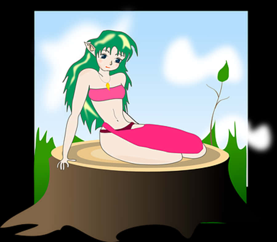 Forest_ Elf_ Resting_on_ Stump.jpg