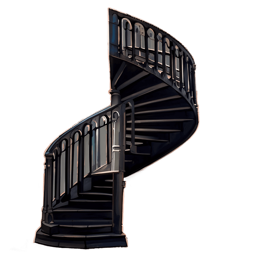 Dark Academia Spiral Staircase PNG 36