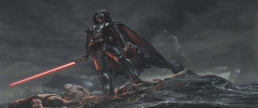 Darth Vader in Piedi tra la Distruzione Ultra Wide