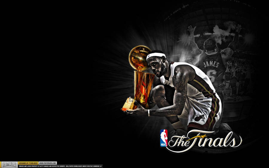Lebron James with NBA Finals trophy wallpaper