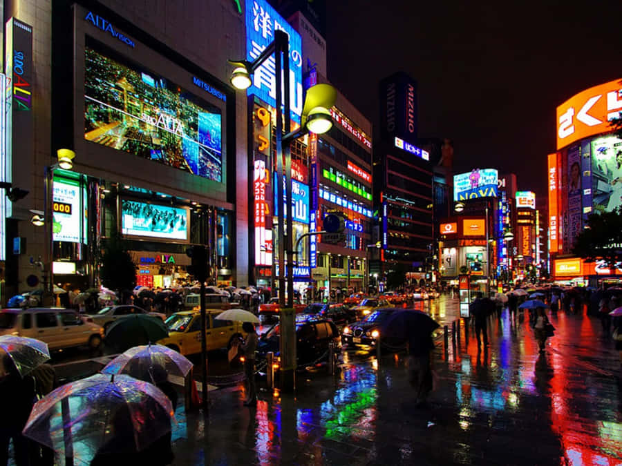 EineSkyline von Tokio, Japan bei Nacht