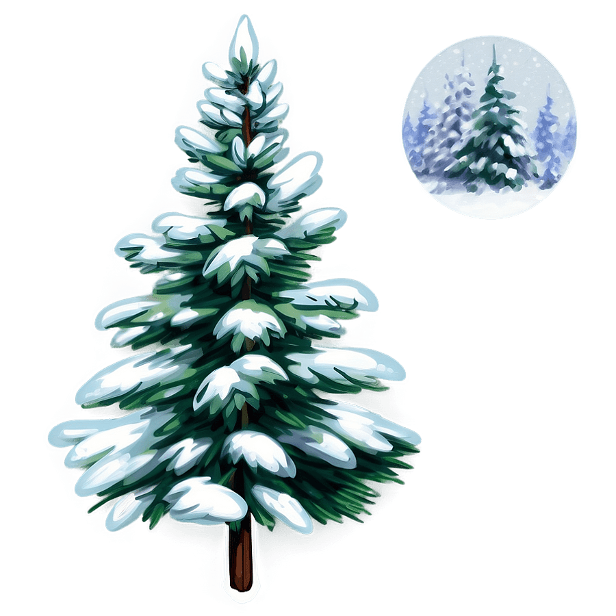 Snowy Evergreen Tree PNG lsb