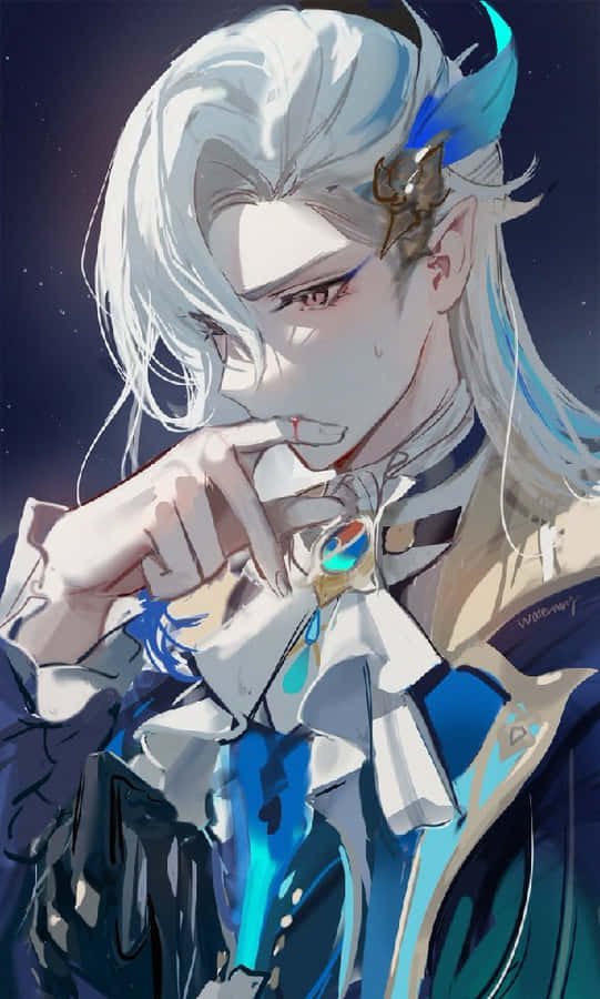 Eleganter Anime Charakter mit blauen Akzenten