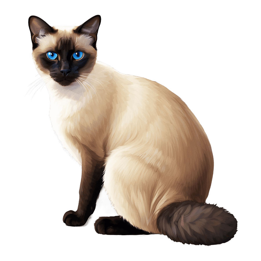 Siamese Cat with Furry Tail PNG 06292024