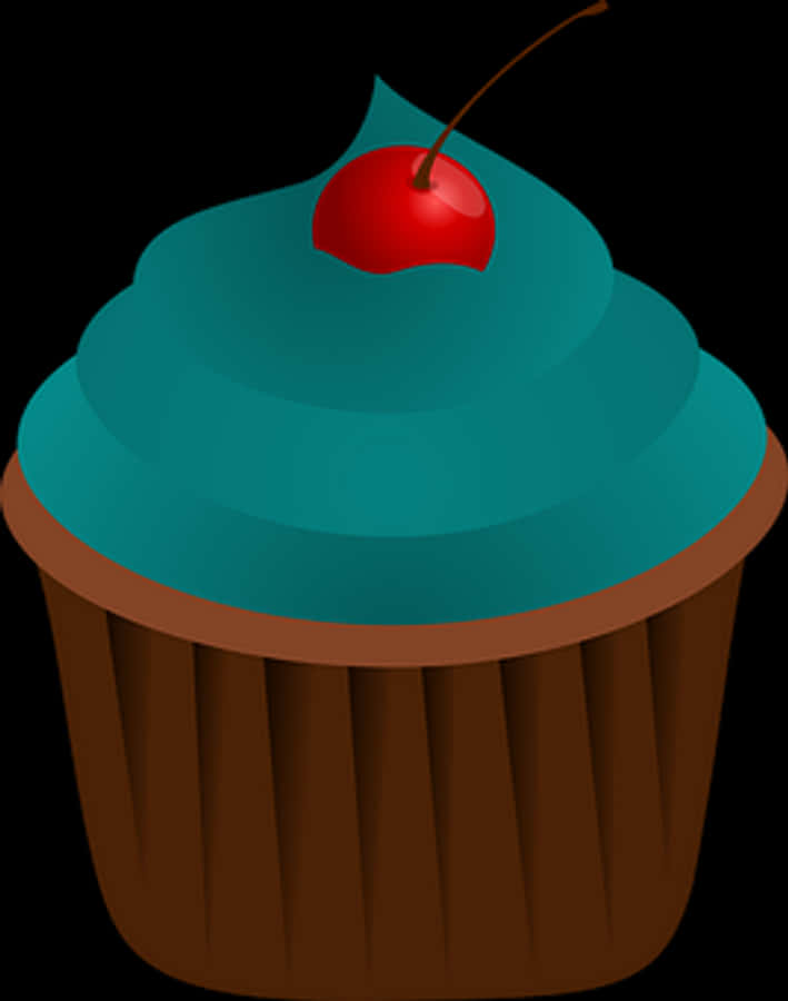 Blue Frosted Cupcakewith Cherry