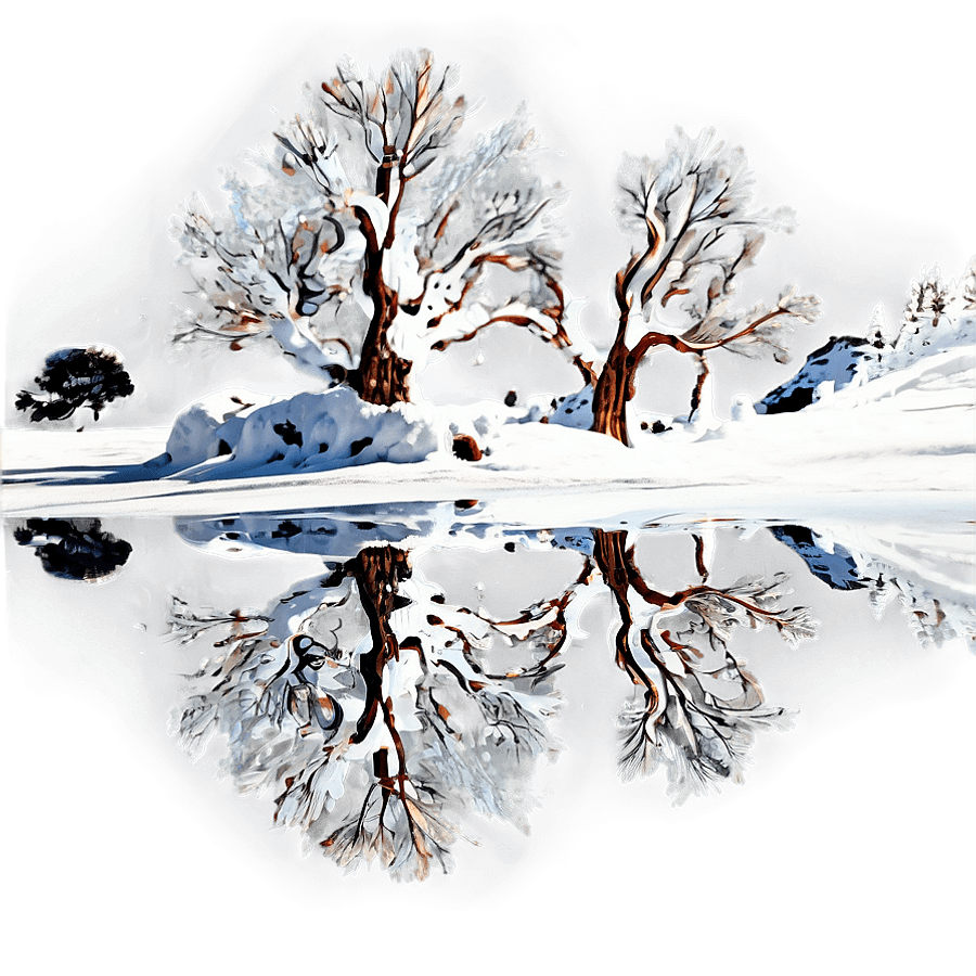 Snowy Tree Reflection PNG 06212024