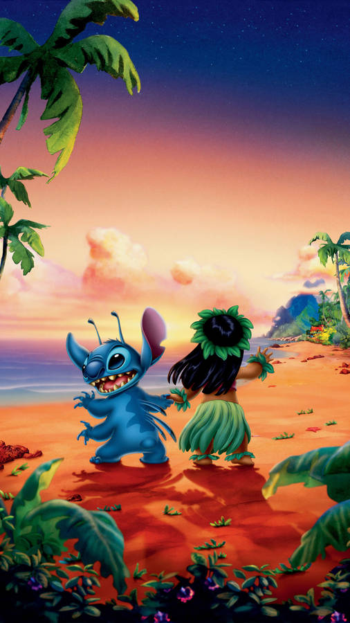 Download Lilo And Stitch 3d Sunset Wallpaper | Wallpapers.com