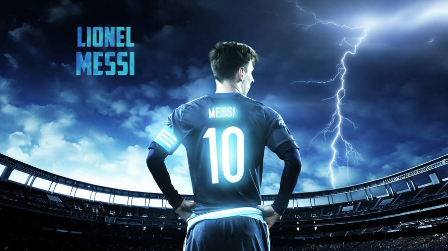 Download Lionel Messi Lightning Stadium Wallpaper