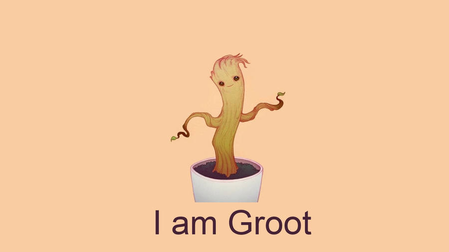 Little Groot in a pot wallpaper