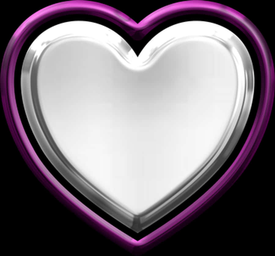 Glossy Heart Icon Purple Outline
