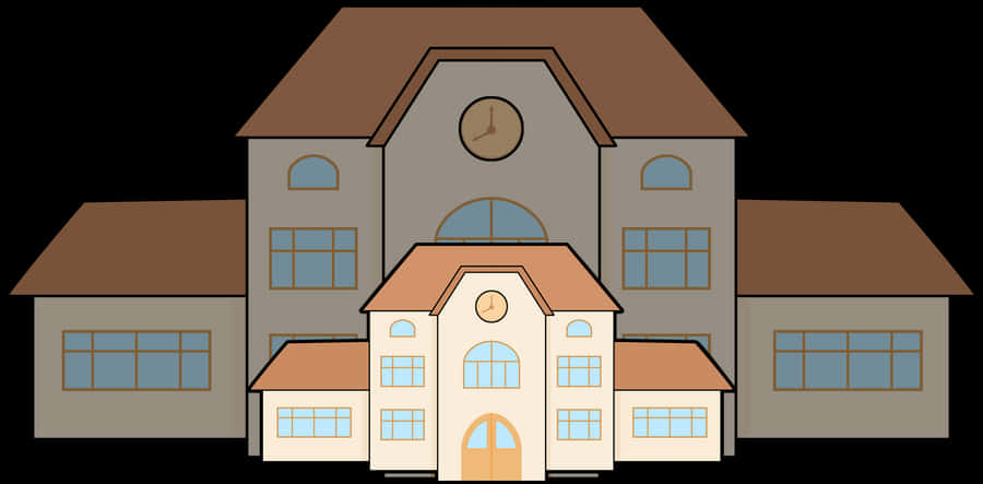 Cartoon School Building Illustration