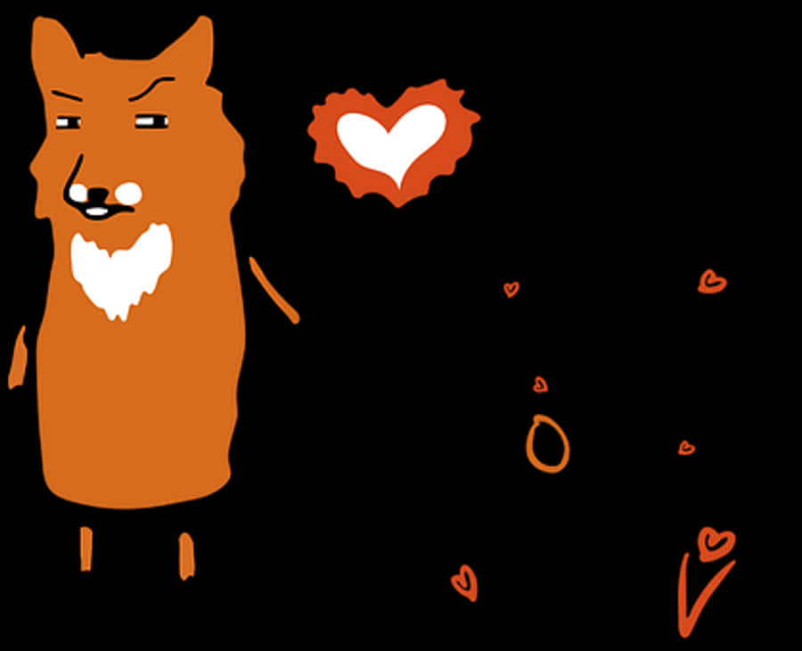 Cartoon Foxwith Hearts