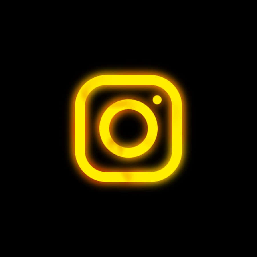 InstagramNeon-Gelbes Logo auf schwarzem Hintergrund