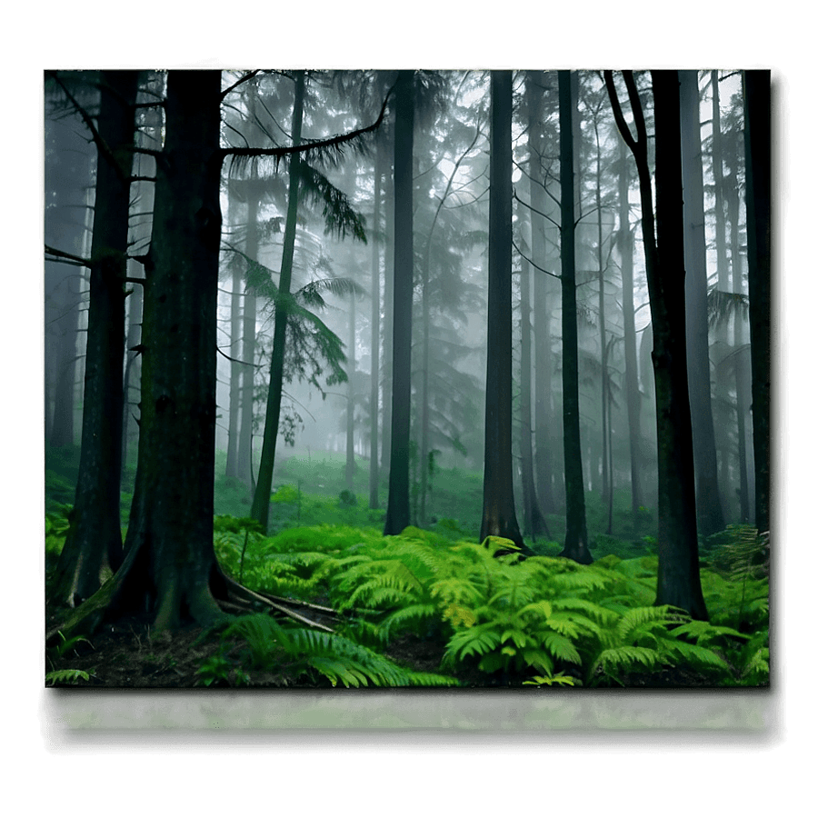 Foggy Dark Forest Landscape PNG iur