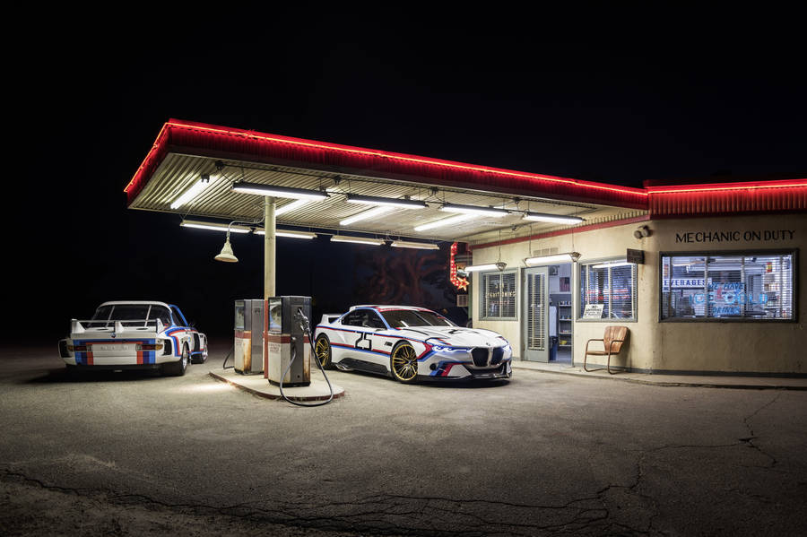 Local Gas Station At Night Wallpaper