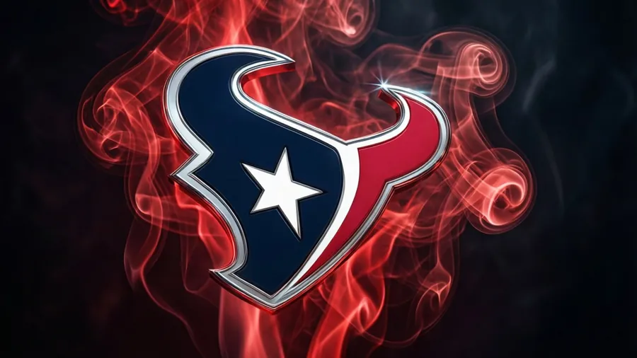 Texans logo emblazoned with red smoke effects.