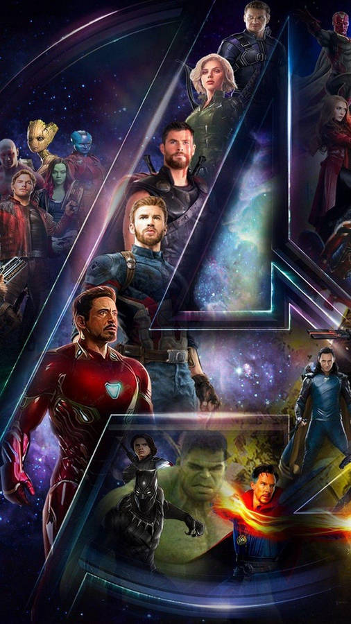 Download Logo With Members Of Avengers Iphone Wallpaper 