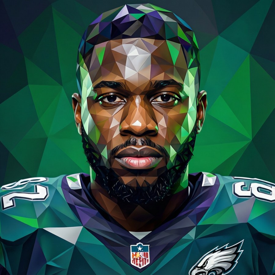 Modern low-poly art featuring Haason Reddick.