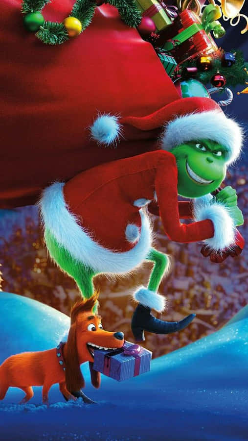 Grinch e Cane con Regali di Natale
