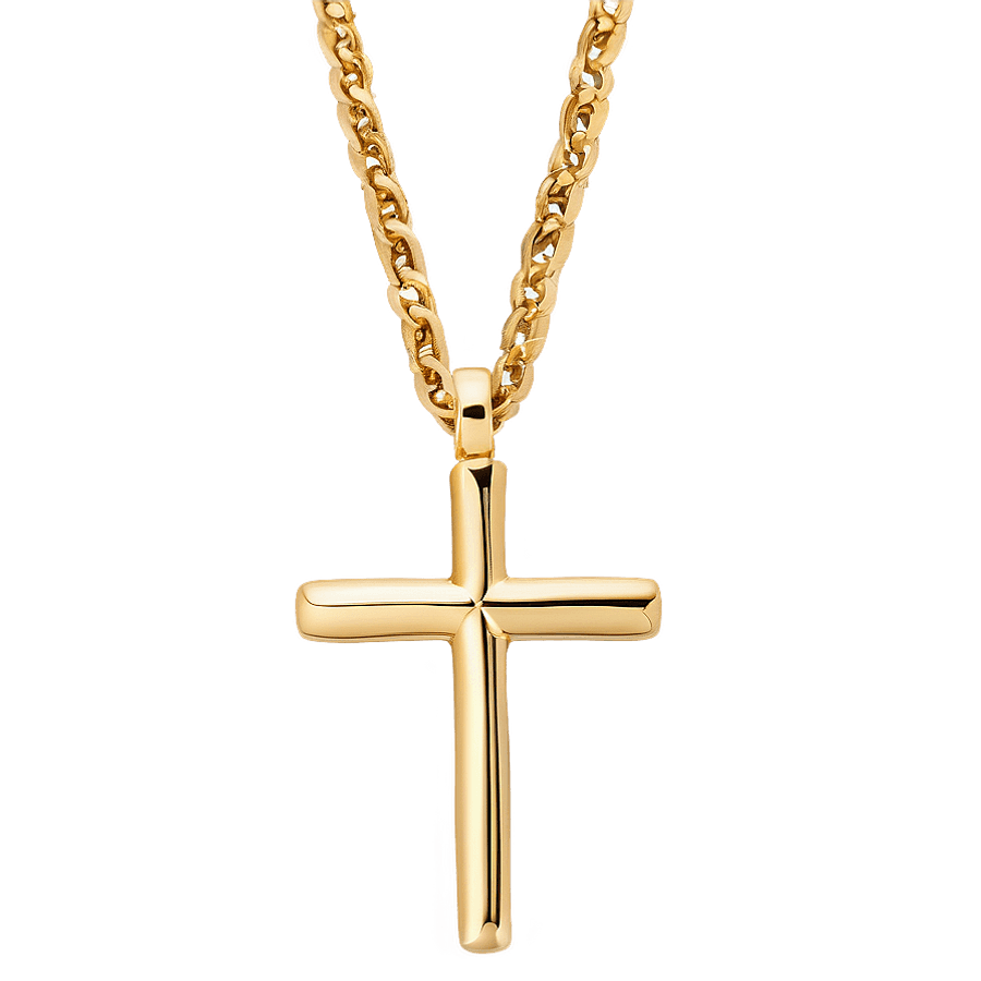 Gold Plated Cross Necklace PNG 05252024