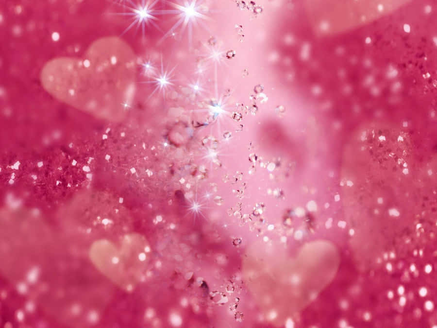 Corações de Glitter Rosa Cintilante