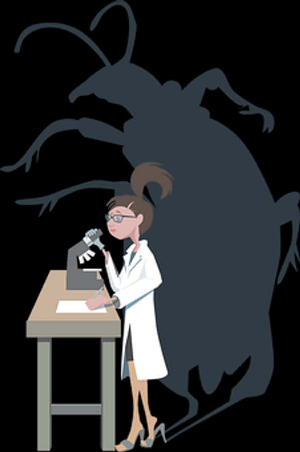 Scientist Examining Bug Shadow