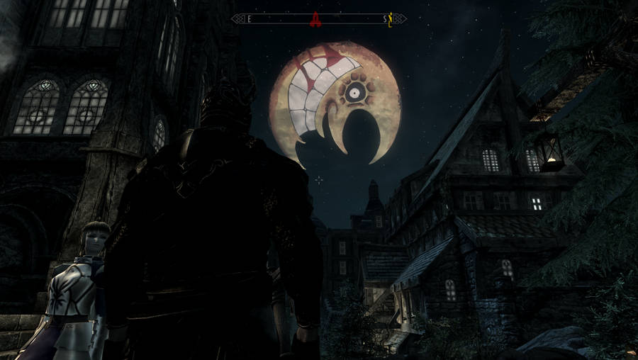 Lua3D Soul Eater acima dos prédios.