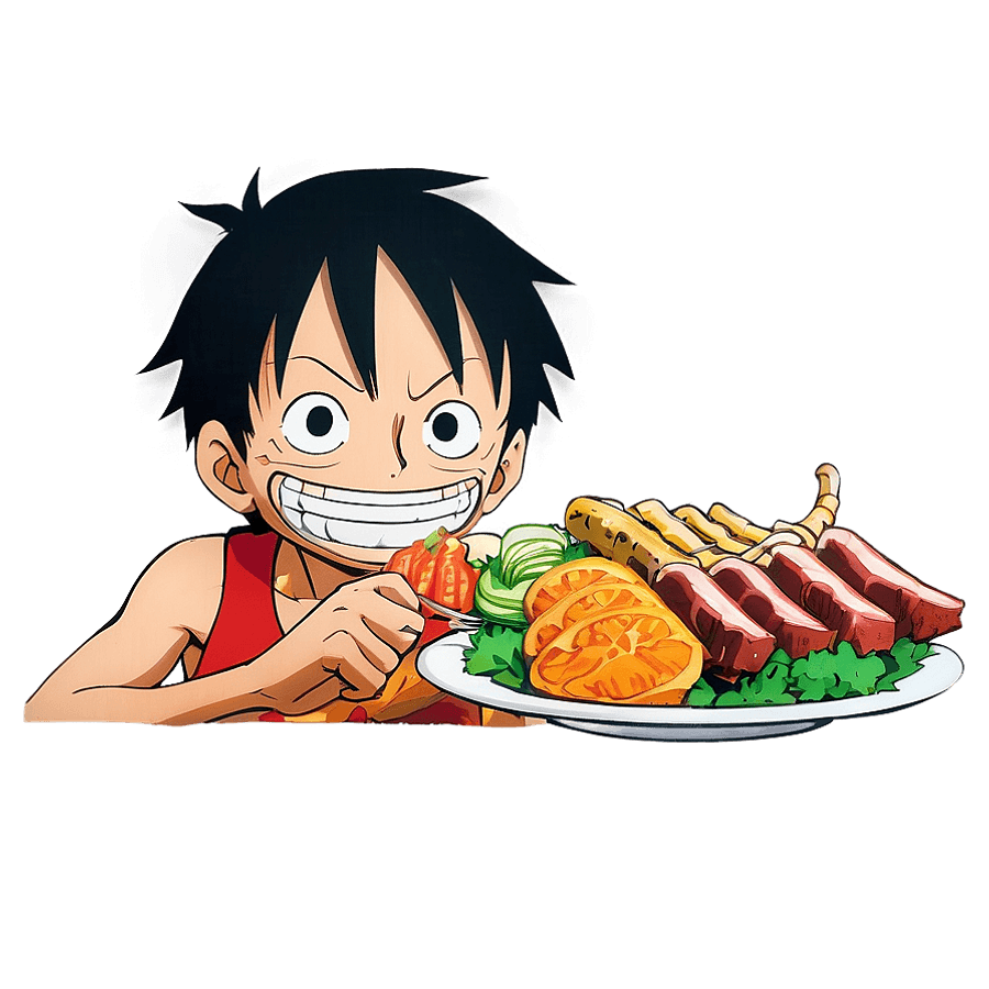 Download Luffy Eating Meat Cartoon Png 06232024 | Wallpapers.com