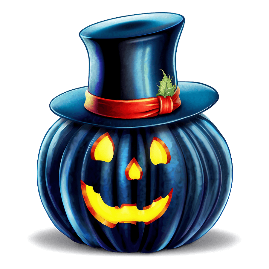 Black Pumpkin with Hat PNG bka