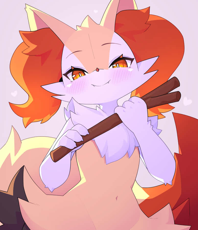 Braixen Sorridente con un Ramo
