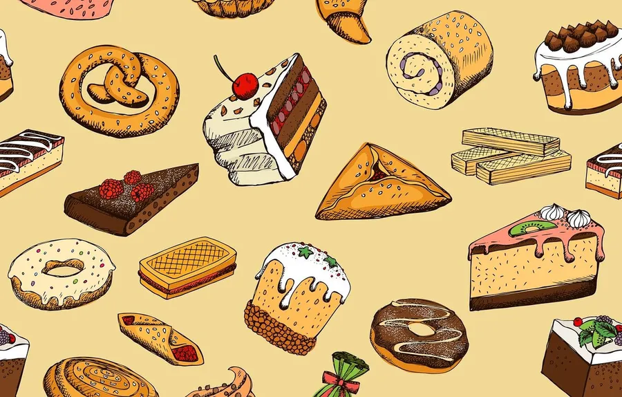Bakery goods pattern wallpaper 