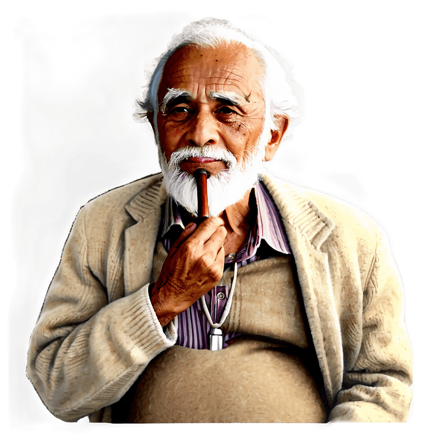 Old Man with Pipe PNG 87