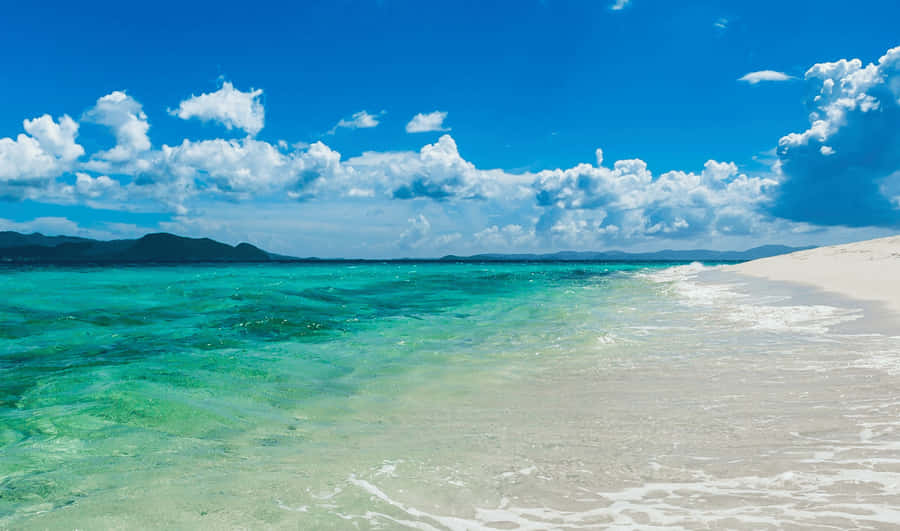 Strandmit smaragdgrünem Wasser 2440x1440 Monitorhintergrund