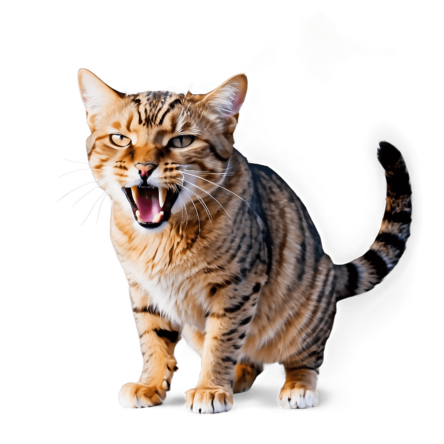 Growling Domestic Cat PNG 06112024