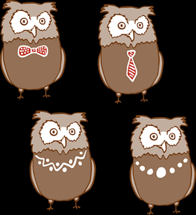 Cartoon Owlsin Formal Attire