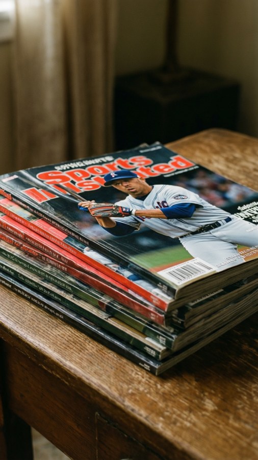 Stack of Sports Illustrated magazines for a cozy wallpaper