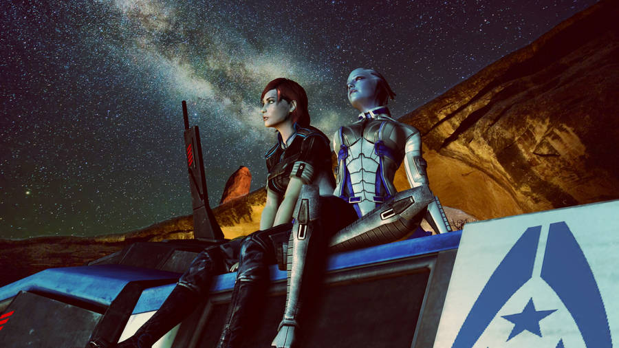 Download Mass Effect Miranda And Liara Stargazing Wallpaper