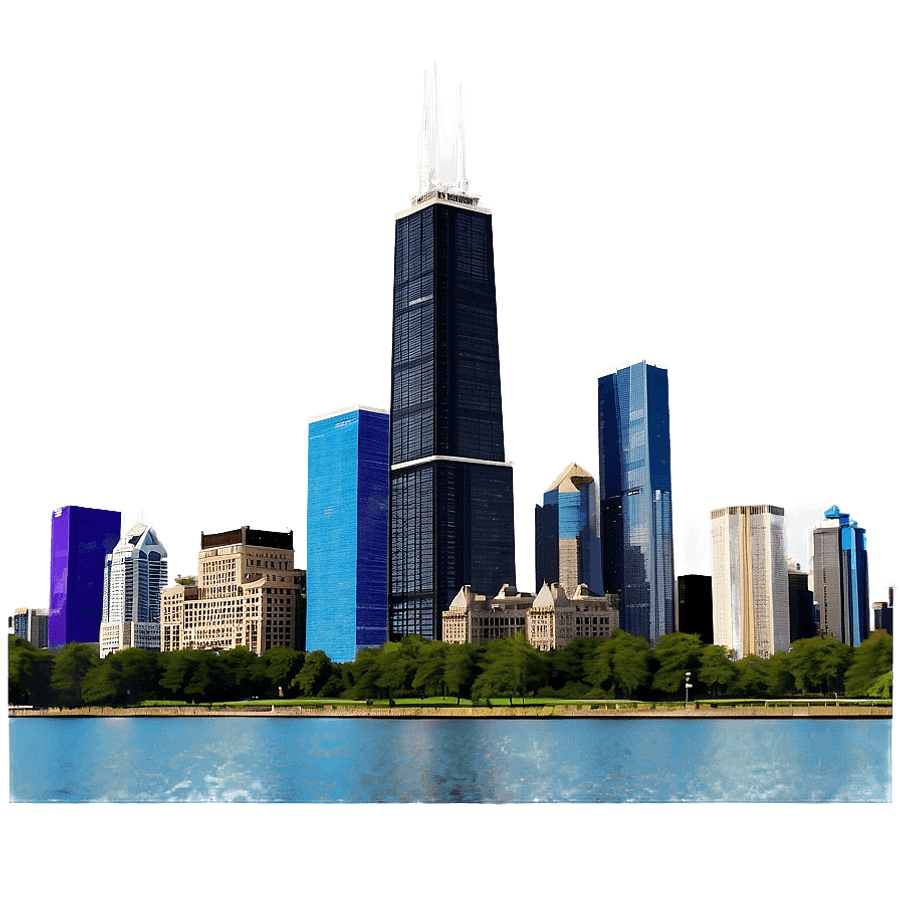3D Render Chicago Skyline PNG 10