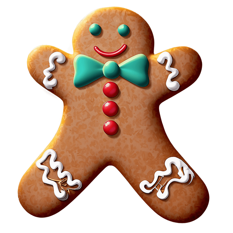 Gingerbread Man with Bow PNG 41