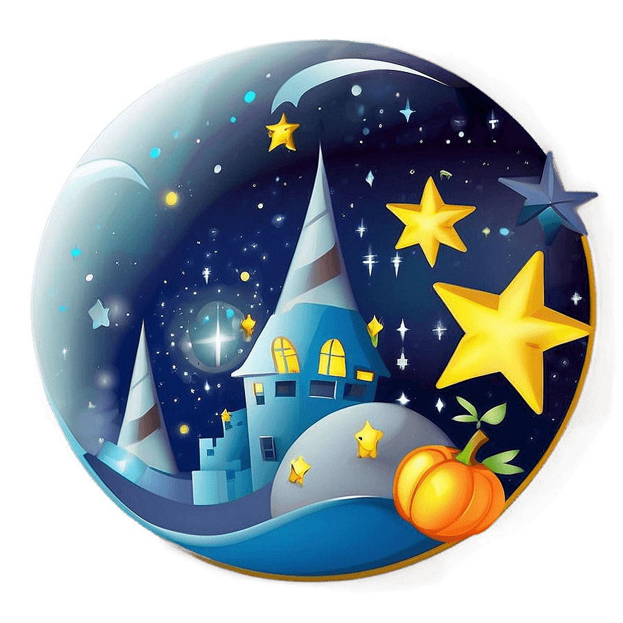 Moon and Stars Halloween Night PNG 06242024