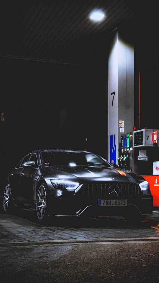 Mercedes In Gas Station Wallpaper