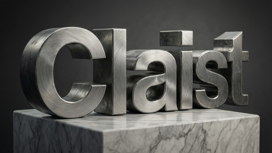 A photorealistic 3D render of the Craigslist logo in brushed metal.